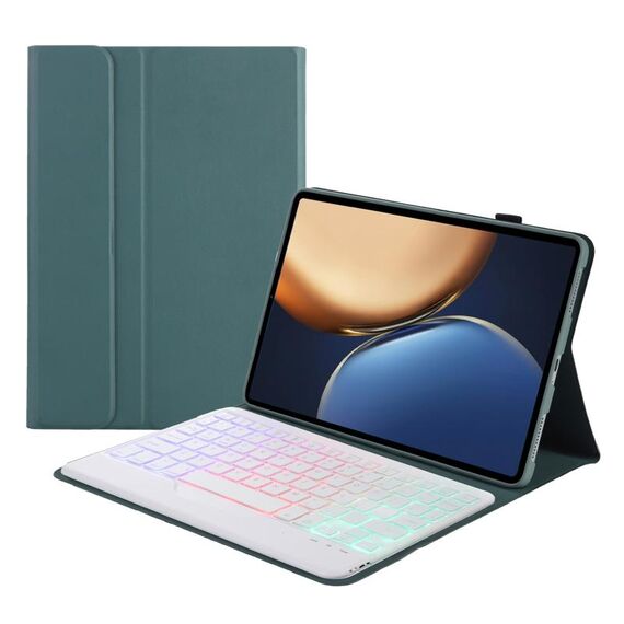 AHV7-BS Lambskin Texture TRI-Color Retroilluminazione Bluetooth Tablet Coutboard per tablet in pelle per onore Tablet V7 Pro (verde scuro)