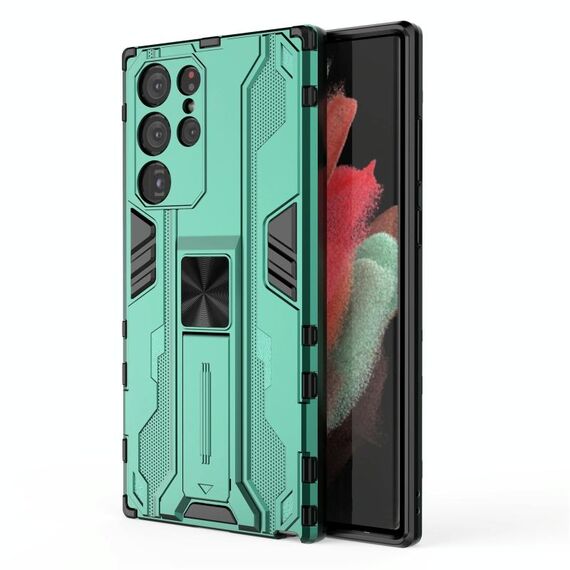 Per Samsung Galaxy S22 Ultra 5G SuperSonic PC + custodia per cellulare antiurto TPU con supporto (verde)
