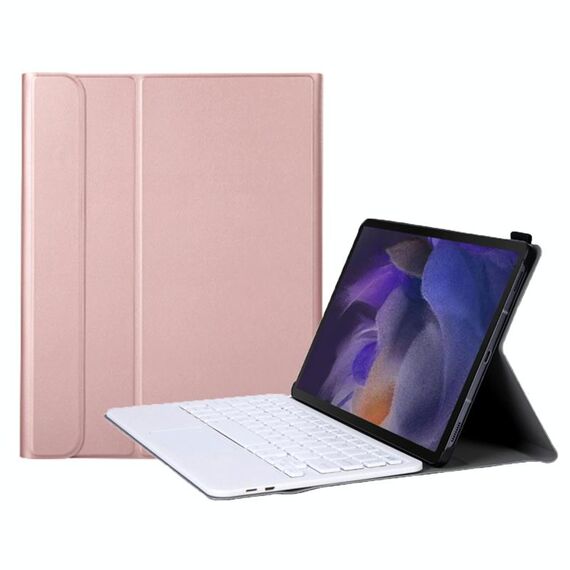 A08-Una custodia in pelle Bluetooth ultra-sottile con touchpad per Samsung Galaxy Tab A8 2021 SM-X205 / SM-X200 (oro rosa)