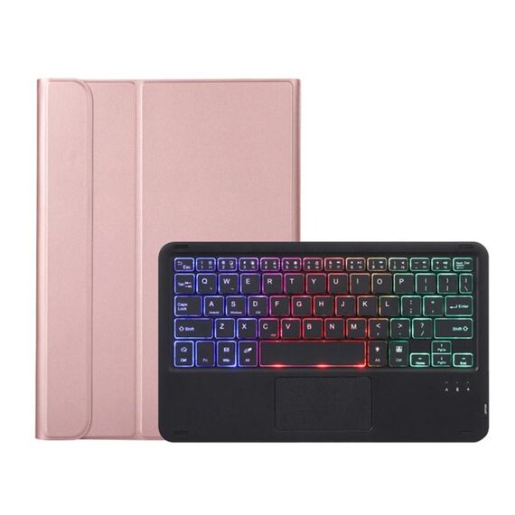 Custodia in pelle Bluetooth Bluetooth a08-come sottile con touchpad per Samsung Galaxy Tab A8 2021 SM-X205 / SM-X200 (oro rosa)