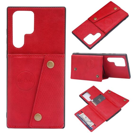 Per Samsung Galaxy S22 Ultra 5G Doppio fibbia PU + TPU Cassa del telefono magnetico (rosso)