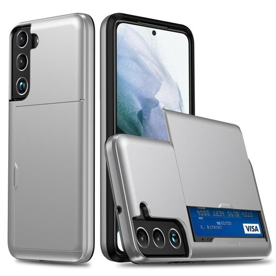 Per Samsung Galaxy S22 5G Cassa del telefono armatura antiurto con slot per schede (argento)