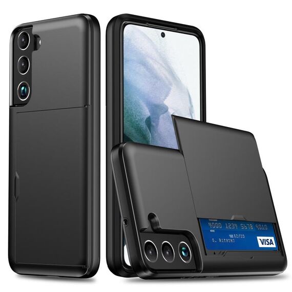 Per Samsung Galaxy S22 + 5G Cassa del telefono dell'armo antiurto con slot per schede (nero)