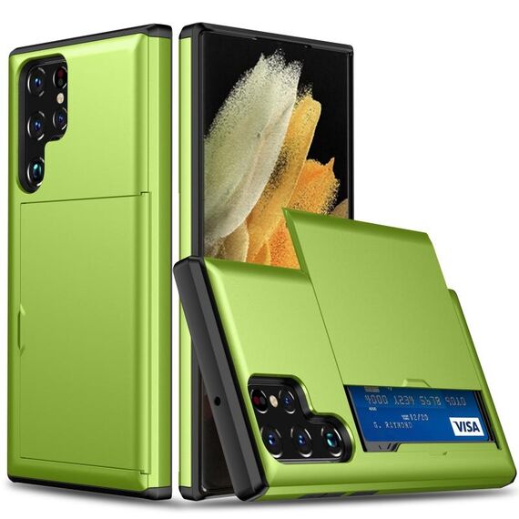 Per Samsung Galaxy S22 Ultra 5G Ammortizzatore Ammortizzatore con slot per schede (verde)