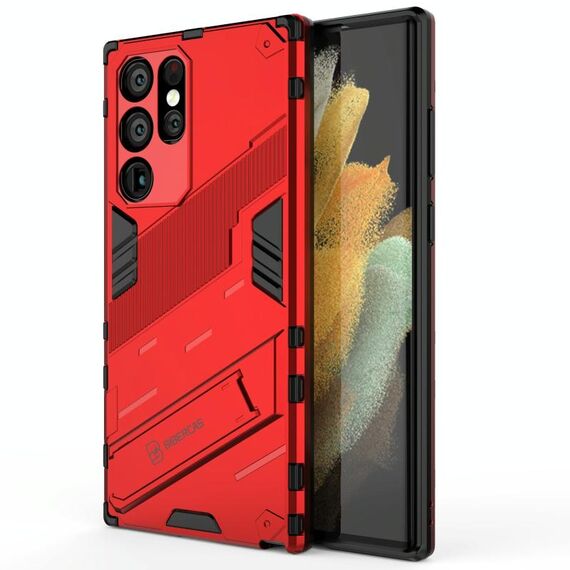 Per Samsung Galaxy S22 Ultra 5G Armor Punk 2 in 1 PC + TPU Cassa del telefono antiurto con supporto invisibile (rosso)