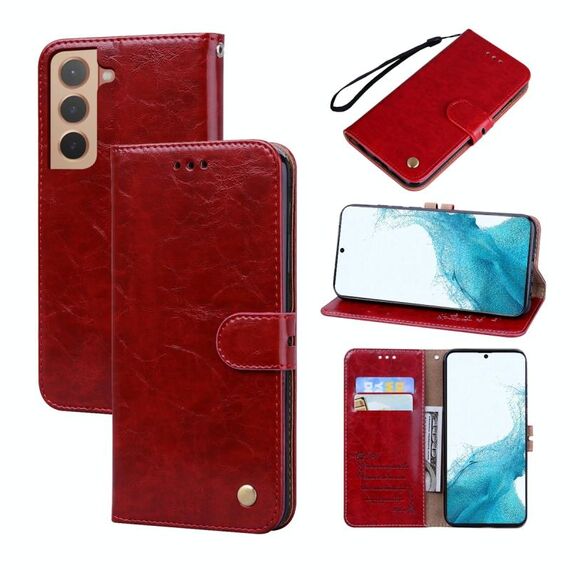 Per Samsung Galaxy S22 5G Caso di cuoio della struttura della cera dell'olio (rosso)