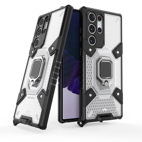 Per Samsung Galaxy S22 Ultra 5G Space PC + Cassa del telefono di protezione del supporto per anello TPU (bianco)