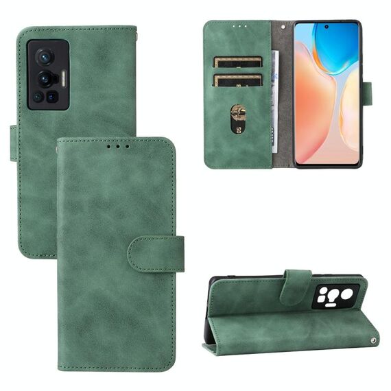 Per vivo x70 pro in tinta unita tinta unita magnetica cassa del telefono in pelle (verde)