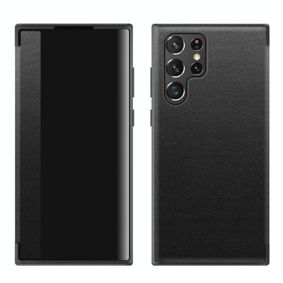 Per Samsung Galaxy S22 Ultra 5G finestra Visualizza custodia in pelle (nero)