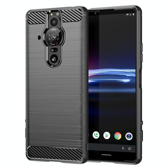 Per Sony Xperia Pro-I Spazzolato Custodia in fibra di carbonio in fibra di carbonio TPU (nero)