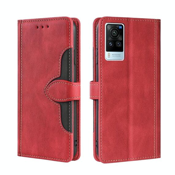 Per vivo X60 Pro versione straniera / X60 Skin Feel Cappello di paglia Custodia in pelle con fibbia magnetica (rosso)