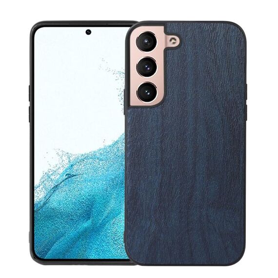 Per Samsung Galaxy S22 + 5G Case Telefono in legno PU (blu)