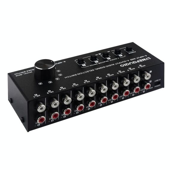 6 IN 4 OUT RCA Switcher Audio Switcher Selector Distribuisci il controllo dell'interruttore del dispositivo