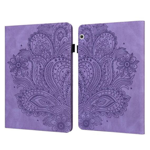 Per Huawei MediaPad T3 10 pavone modello in rilievo in rilievo TPU + custodia in pelle PU (viola)