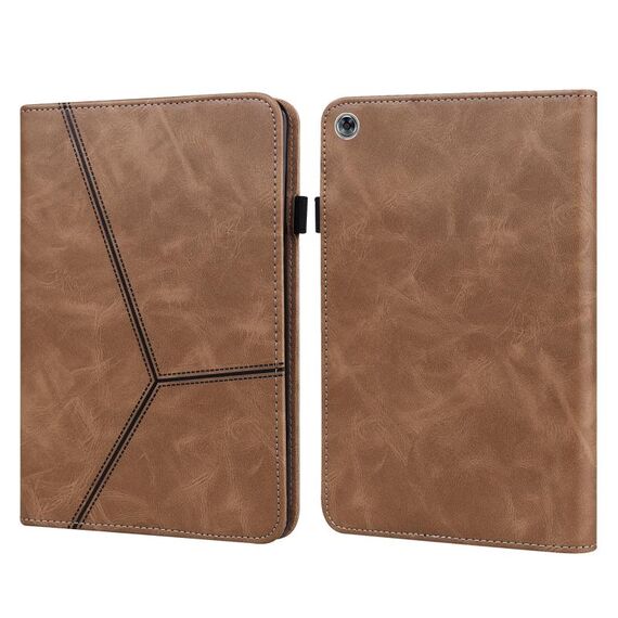 Per Huawei MediaPad M5 Lite 10.1 Custodia in pelle a righe in rilievo in piena (marrone)