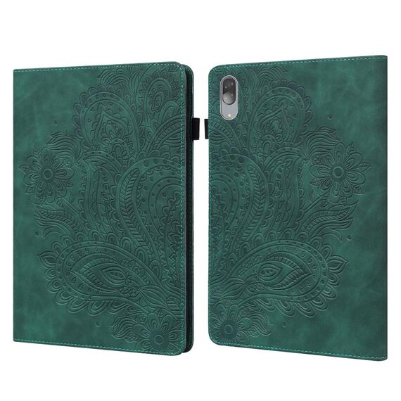 Per Lenovo Tab P11 Pro 11,5 pollici 2021 TB-J706L / TB-J706F PEACCOCK modello in rilievo TPU + PU Custodia in pelle in pelle (verde)