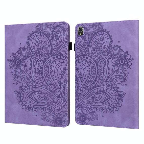 Per Lenovo Tab K10 10.3 pollici TB-X6C6F / TB-X6C6X & M10 Plus 10.3 pollici TB-X606 / TB-X606F Peacock Embossed Pattern TPU + Custodia in pelle PU (viola)