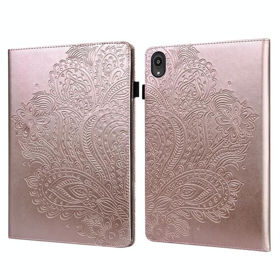 Per Lenovo TAB M8 HD / TAB M8 FHD / TAB M8 3RD Gen 8,0 pollici e Motorola Moto Tab G20 Peacock Pattern Embossed Pattern TPU + Custodia tablet in pelle PU (oro rosa)