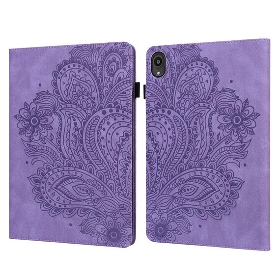 Per Lenovo Tab M8 HD / TAB M8 FHD / TAB M8 3RD GEN 8,0 pollici e Motorola Moto Tab G20 Peacock Pattern Embossed Motivo TPU + Custodia in pelle PU (viola)