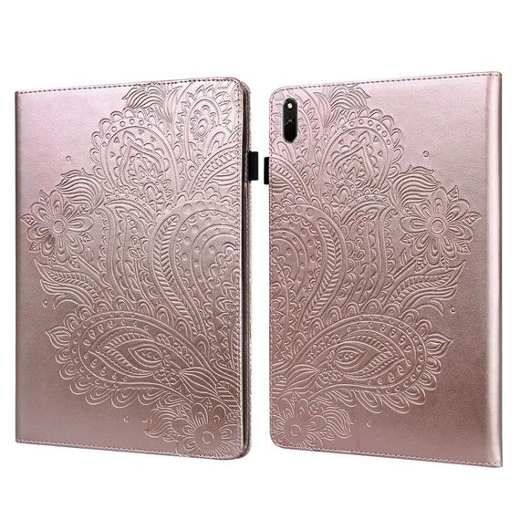 Per Huawei Matepad 11 2021 pavone modello in rilievo TPU + PU custodia in pelle in pelle (oro rosa)