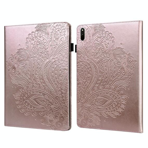 Per Huawei Matepad Pro 10.8 2021 pavone modello in rilievo TPU + custodia in pelle PU (oro rosa)
