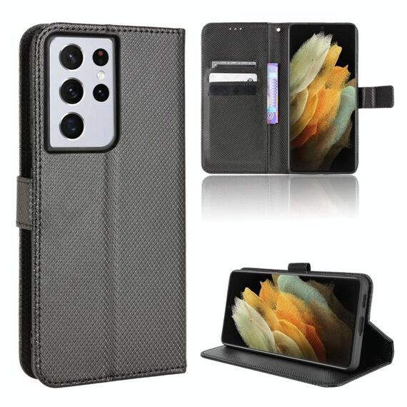 Per Samsung Galaxy S21 Ultra 5G Diamond Texture Telefono in pelle (nero)