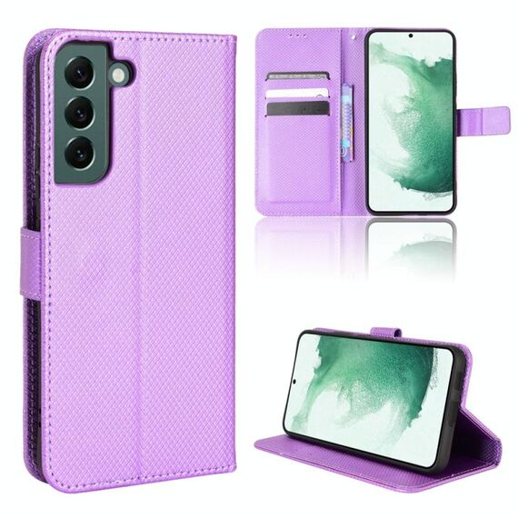 Per Samsung Galaxy S22 + 5G Diamond Texture in pelle custodia in pelle (viola)