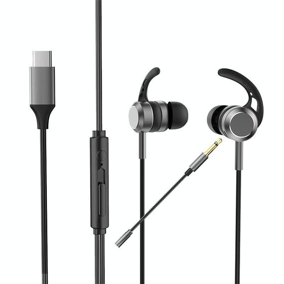 Heavy Bass Metal cablato doppio microfono elettrico contro cuffie, colore: interfaccia di tipo C