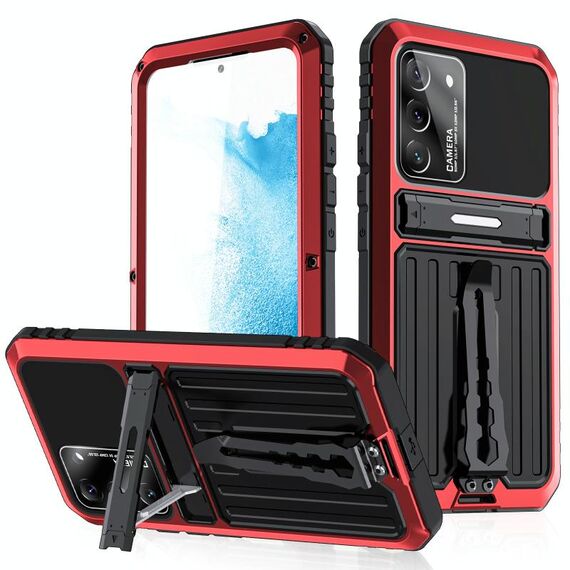 Per Samsung Galaxy S22 + 5G Custodia per telefono impermeabile a tripla prova Armor Life con supporto (rosso)
