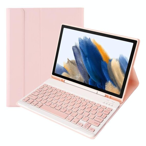Custodia in pelle Bluetooth Bluetooth a colori A08B con slot a penna per Samsung Galaxy Tab A8 10.5 2021 SM-X200 / SM-X205 (rosa)