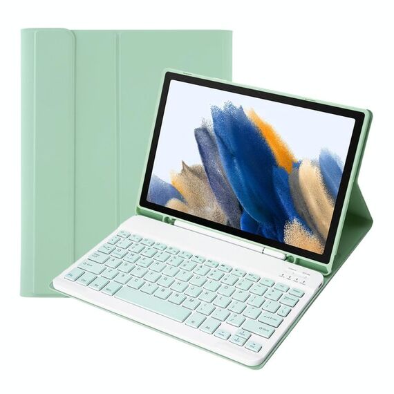 Custodia in pelle Bluetooth Bluetooth a colori A08B con slot a penna per Samsung Galaxy Tab A8 10.5 2021 SM-X200 / SM-X205 (verde chiaro)
