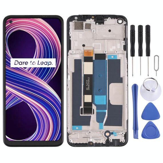 Schermo LCD TFT per OPPO Realme 8 5G Digitizer Assemblaggio completo con cornice (nero)