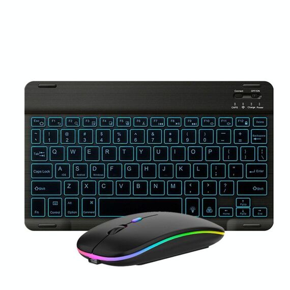 Set di mouse Bluetooth Bluetooth Bluetooth colorato RGB da 10 pollici per telefono cellulare / tablet (nero)