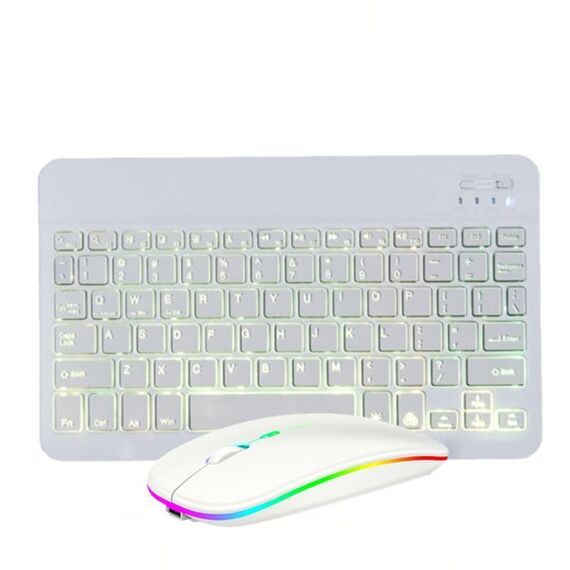 Tastiera Bluetooth Bluetooth Bluetooth colorato RGB da 10 pollici per telefono cellulare / tablet (bianco)