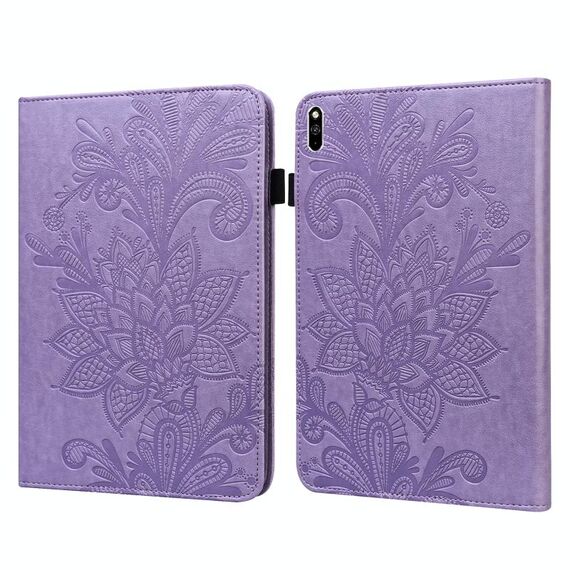 Custodia per tablet in pelle di rilievo fiore di pizzo per Huawei Matepad Pro 10.8 2021/2019 (viola)