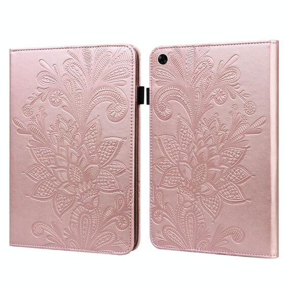 Custodia in tavoletta in pelle in pelle di ribaltamento in pizzo per pad realme (oro)