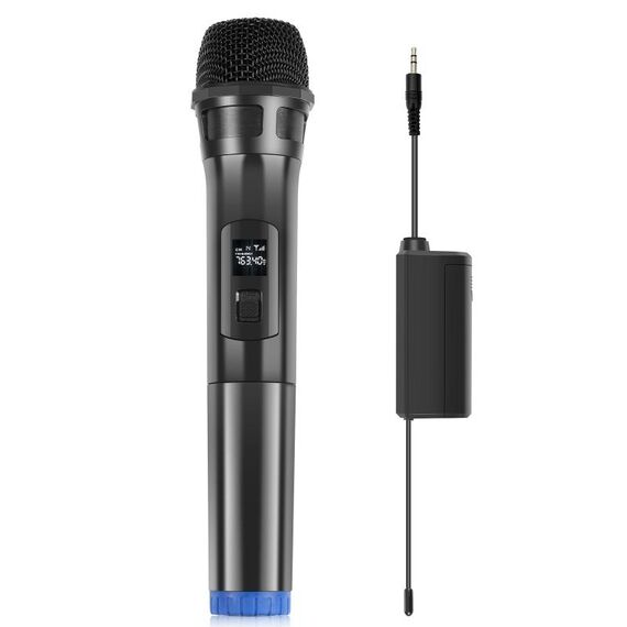 Microfono dinamico wireless UHF PULUZ con display a LED, trasmettitore da 3,5 mm (nero)