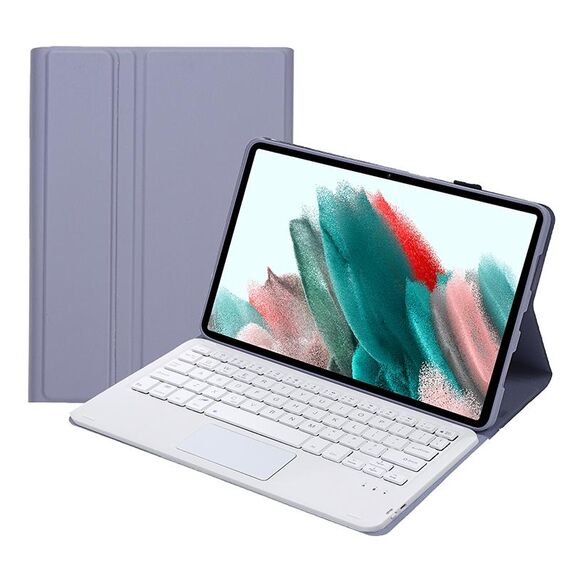 A08-A custodia in pelle Bluetooth Color Candy Bluetooth con Touchpad per Samsung Galaxy Tab A8 2021 SM-X205 / SM-X200 (viola)