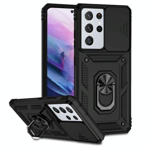 Per Samsung Galaxy S21 Ultra 5G Sliding Camshield Holder Holder Case (Nero)