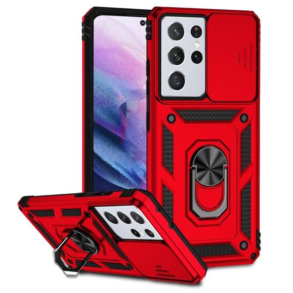 Per Samsung Galaxy S21 Ultra 5G Sliding Camshield Holder Holder Case (ROSSO)