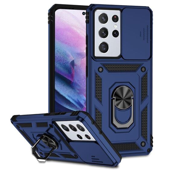 Per Samsung Galaxy S21 Ultra 5G Sliding Camshield Holder Holder Case (blu)