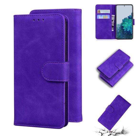 Per Samsung Galaxy S22 + 5g Skin Feel Pure Color flip in pelle custodia in pelle (viola)