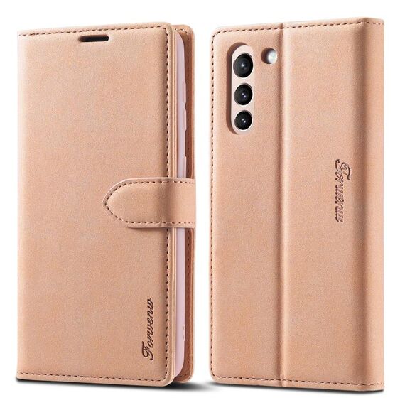 Per Samsung Galaxy S22 + 5G Forwenw F1 Series Matte Forte Magnetism Custodia per cellulare in pelle (oro rosa)