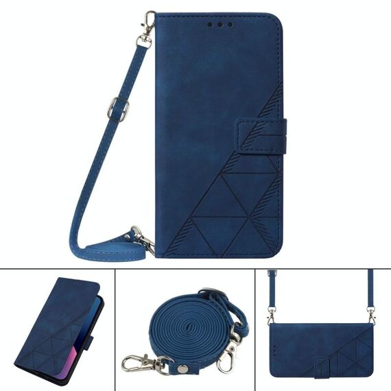 Per Samsung Galaxy S21 Ultra 5G Crossbody 3D in rilievo in rilievo in pelle flip (blu)