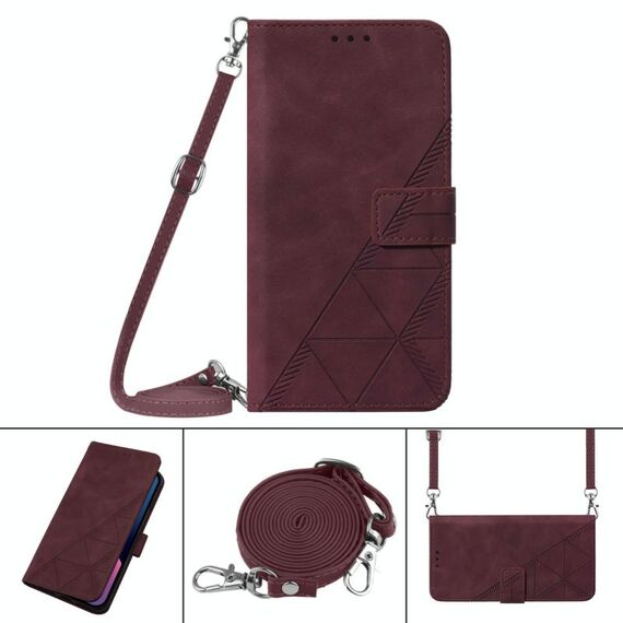 Per vivo v20 se crossbody 3D in gita in pelle flip in rilievo in rilievo (vino rosso)