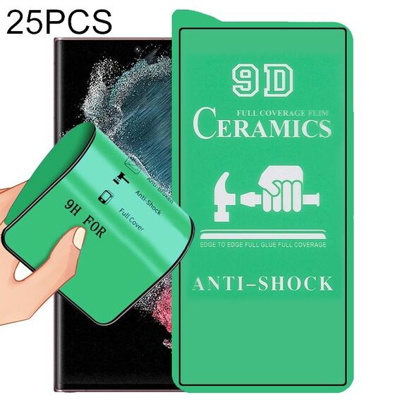 Per Samsung Galaxy S22 Ultra 5G 25 pezzi 9D Pellicola in ceramica con colla a schermo intero