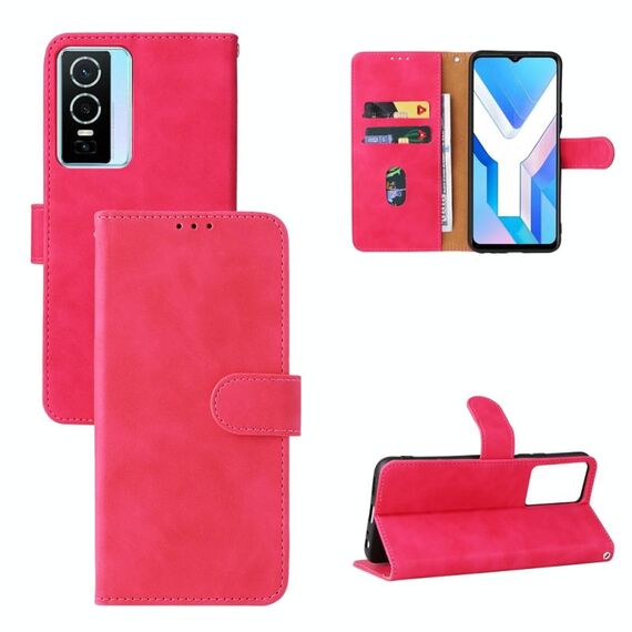 Per vivo Y76 5G / Y76S 5G / Y74S Skin Feel cassa del telefono in pelle flip magnetica (oro rosa)