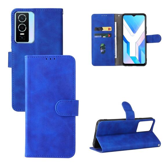 Per Vivo Y76 5G / Y76S 5G / Y74S Skin Feel custodia in pelle flip magnetica (blu)