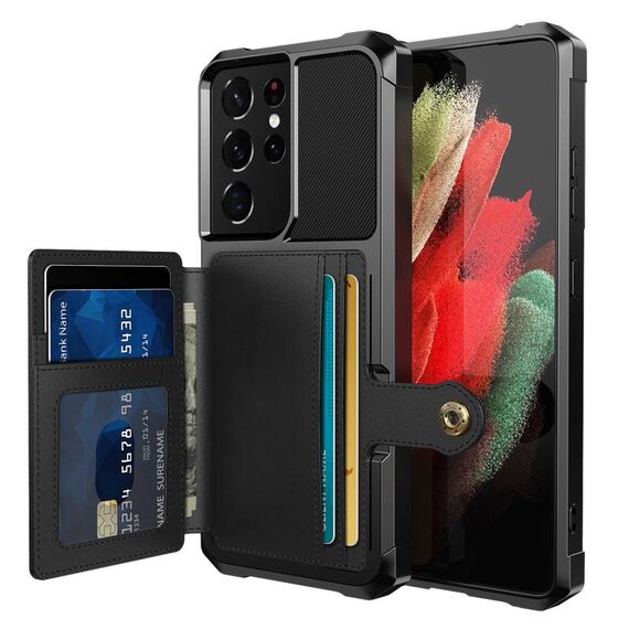 Per Samsung Galaxy S21 Ultra 5G Portafoglio con portafoglio con portafoglio magnetico Cassa del telefono in pelle (nero)