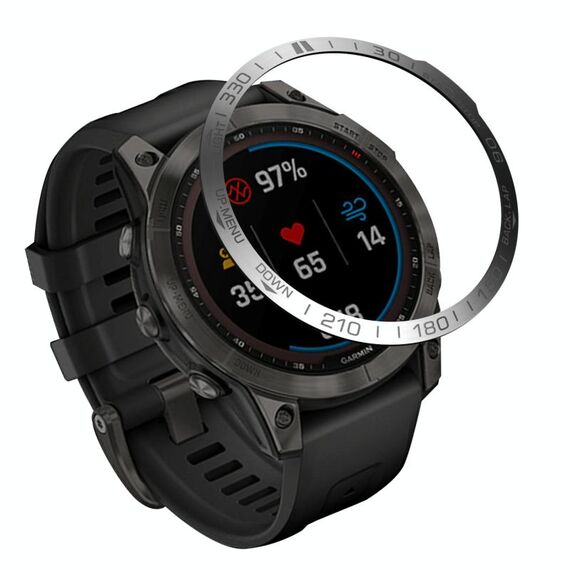 Smartwatch Dial Bezel Ring Cover per Garmin Fenix 7 (Argento Anello Grigio Caratteri)